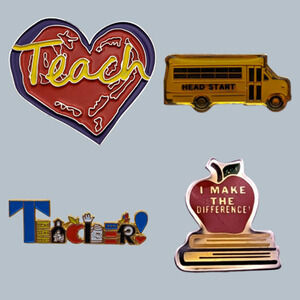 Teacher Educator School Education Lot of 4 Enamel Hat Lapel Pins Brooch